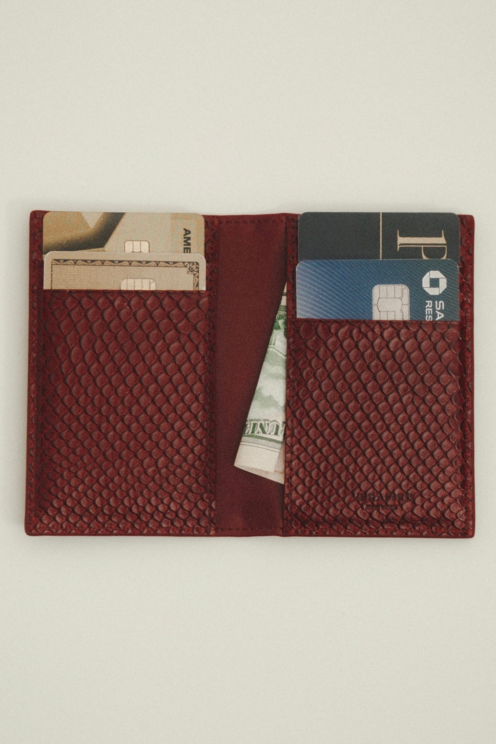 Maroon Python Embossed Wallet