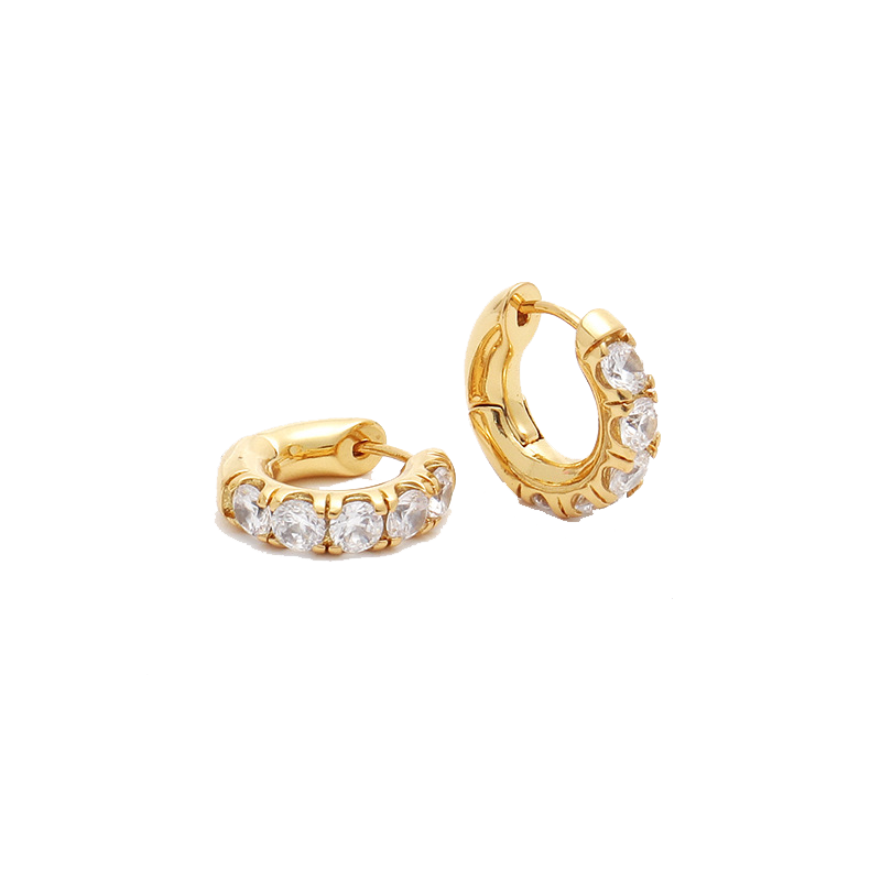 White Stone Hoops (Final Sale)