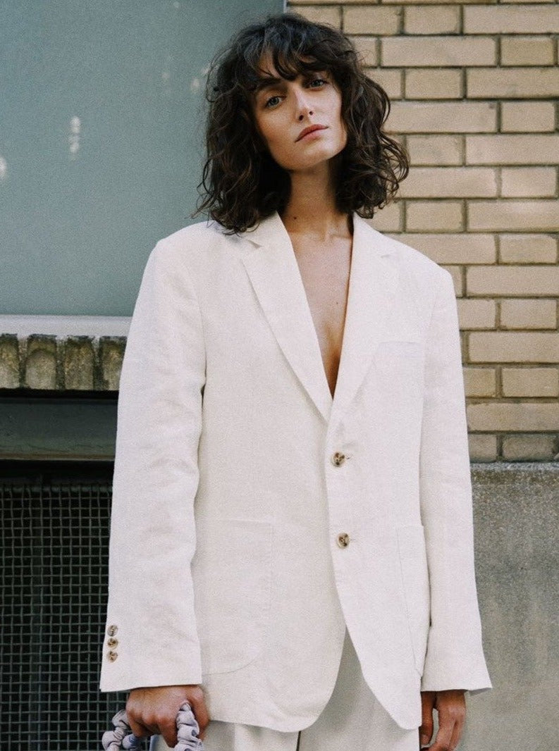 Brooke Drape Linen Blazer