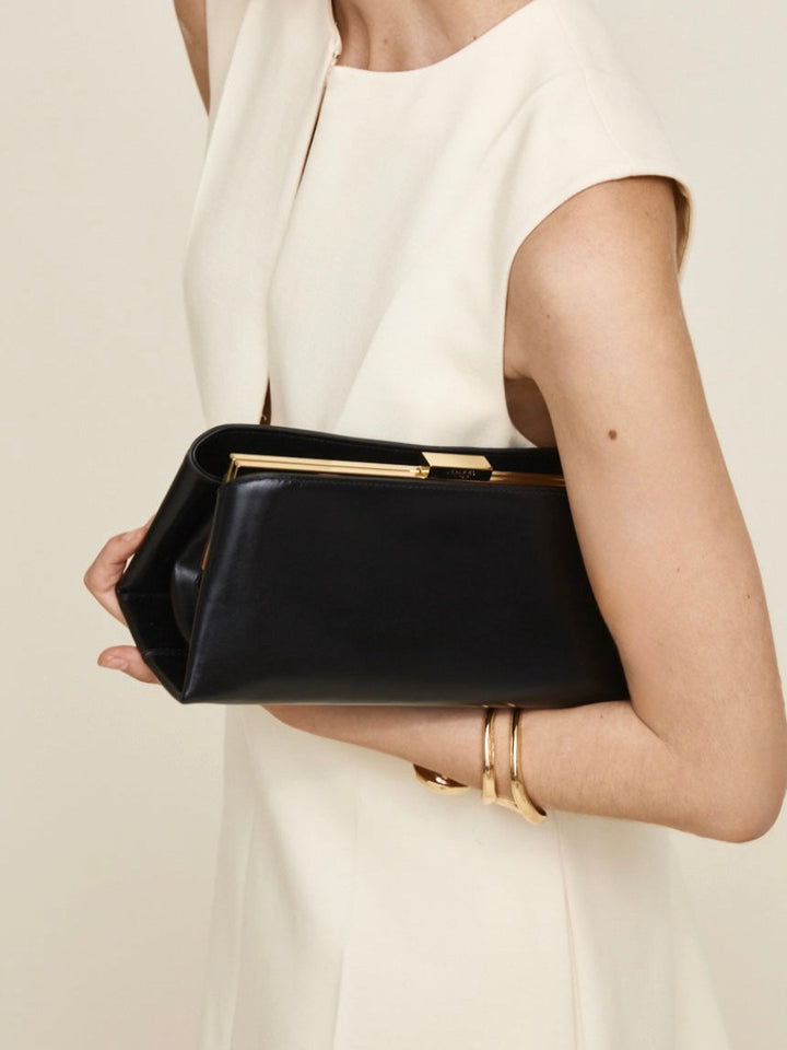 Verafied Python Eclair Gold Noir Éclair Clutch Shoulder Handbag (Black) - Verafied New York