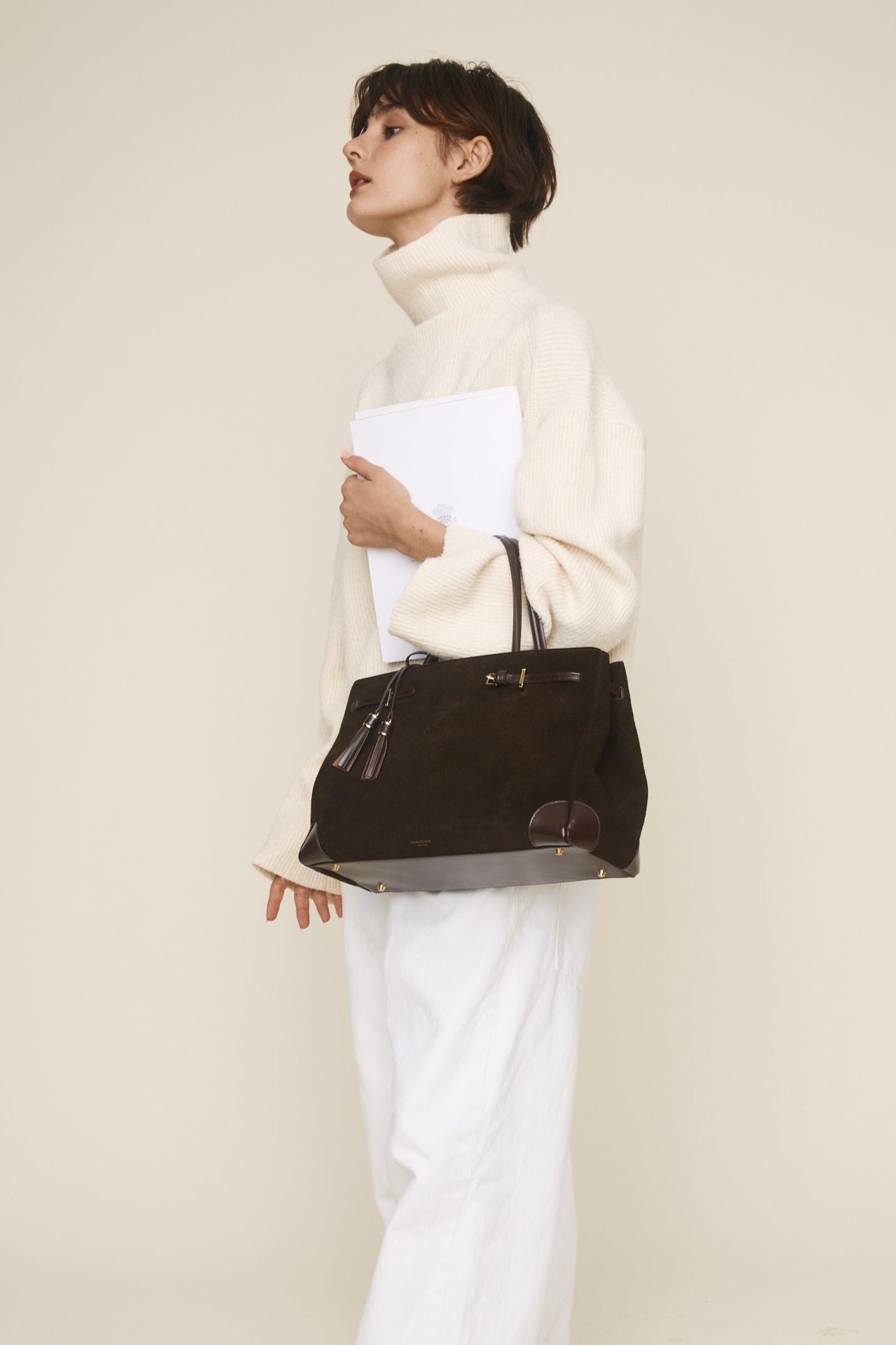 Espresso Suede Book Tote Bag 33 (Pre-Order Only)
