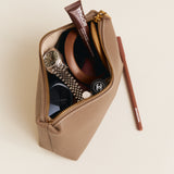 Etoupe Leather Makeup Pouch