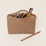 Etoupe Leather Makeup Pouch