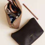 Espresso Leather Makeup Pouch