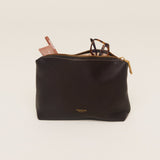 Espresso Leather Makeup Pouch