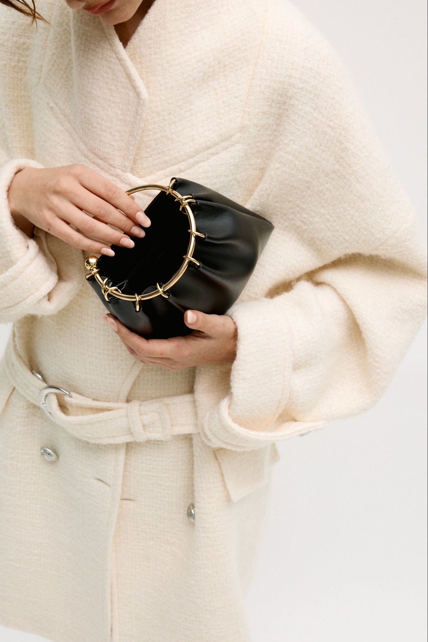 Mini Black Ring Handle Shoulder Bag - Verafied New York