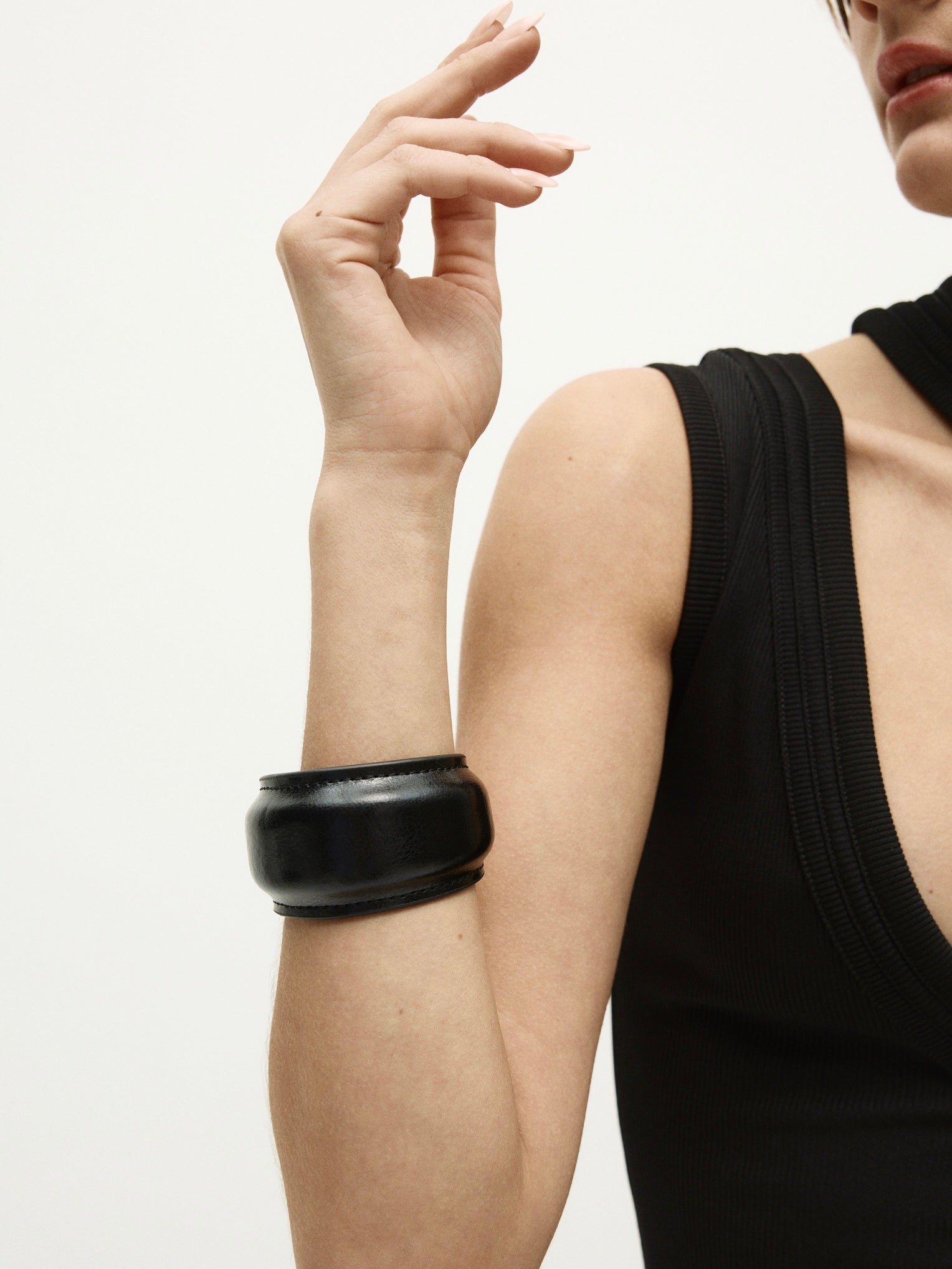 Black Leather Cuff Bracelet