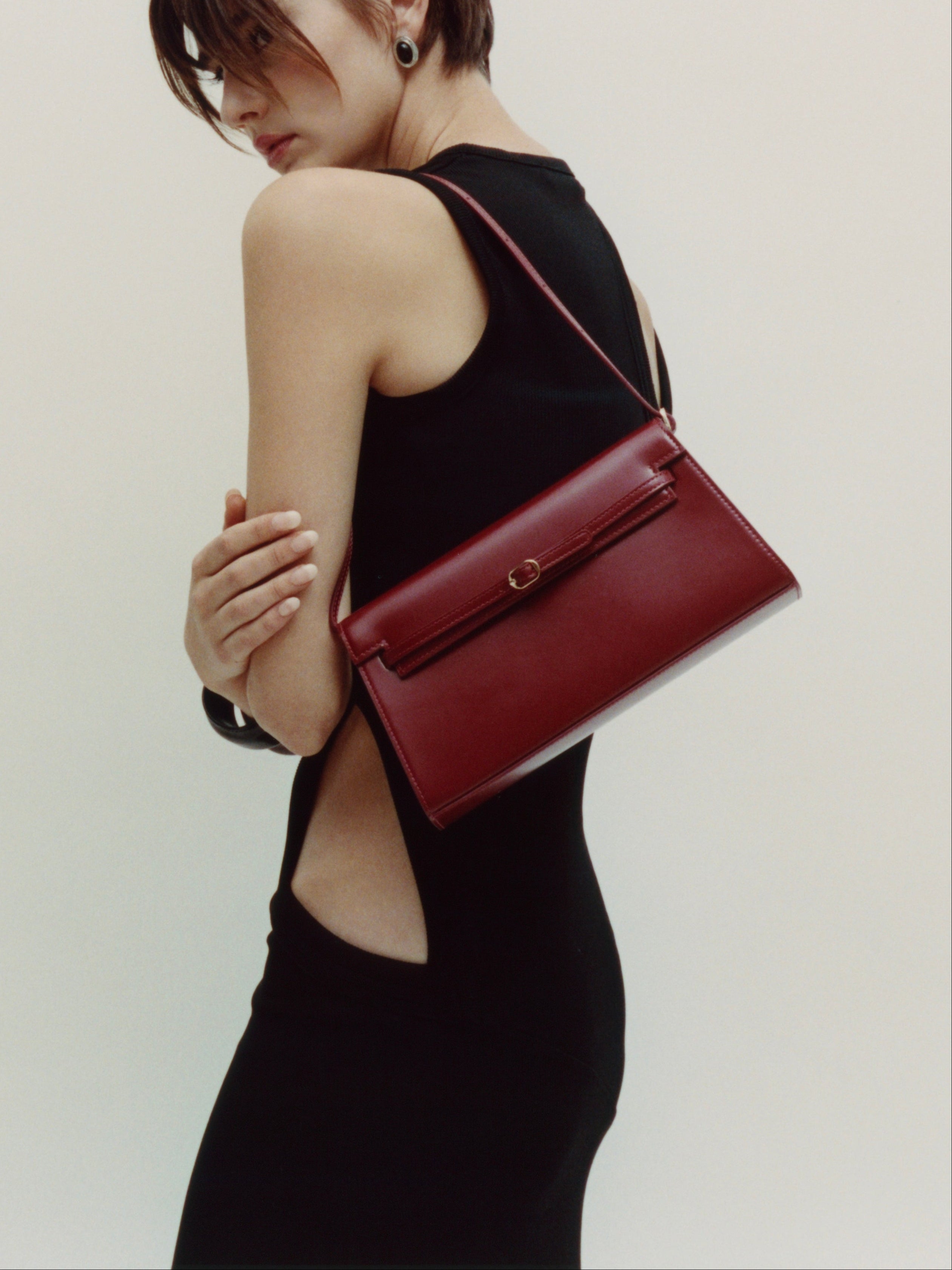 Dark Cherry Shoulder Purse Handbag - Verafied New York