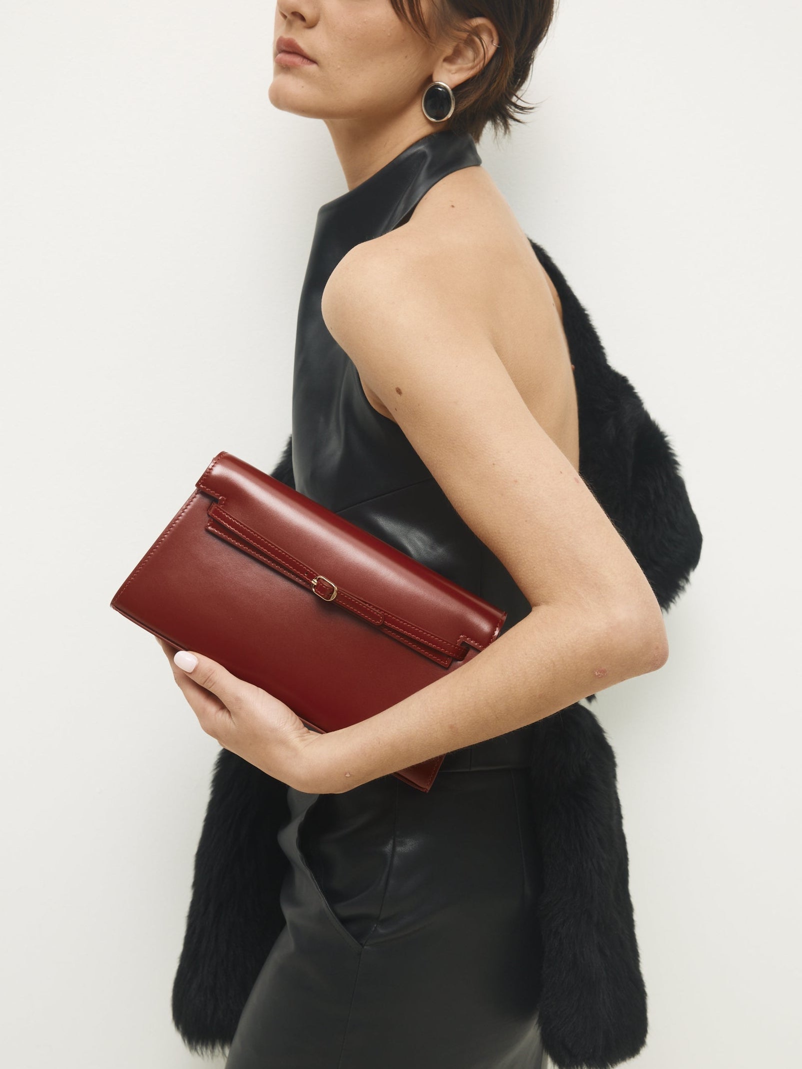 Dark Cherry Shoulder Purse Handbag - Verafied New York