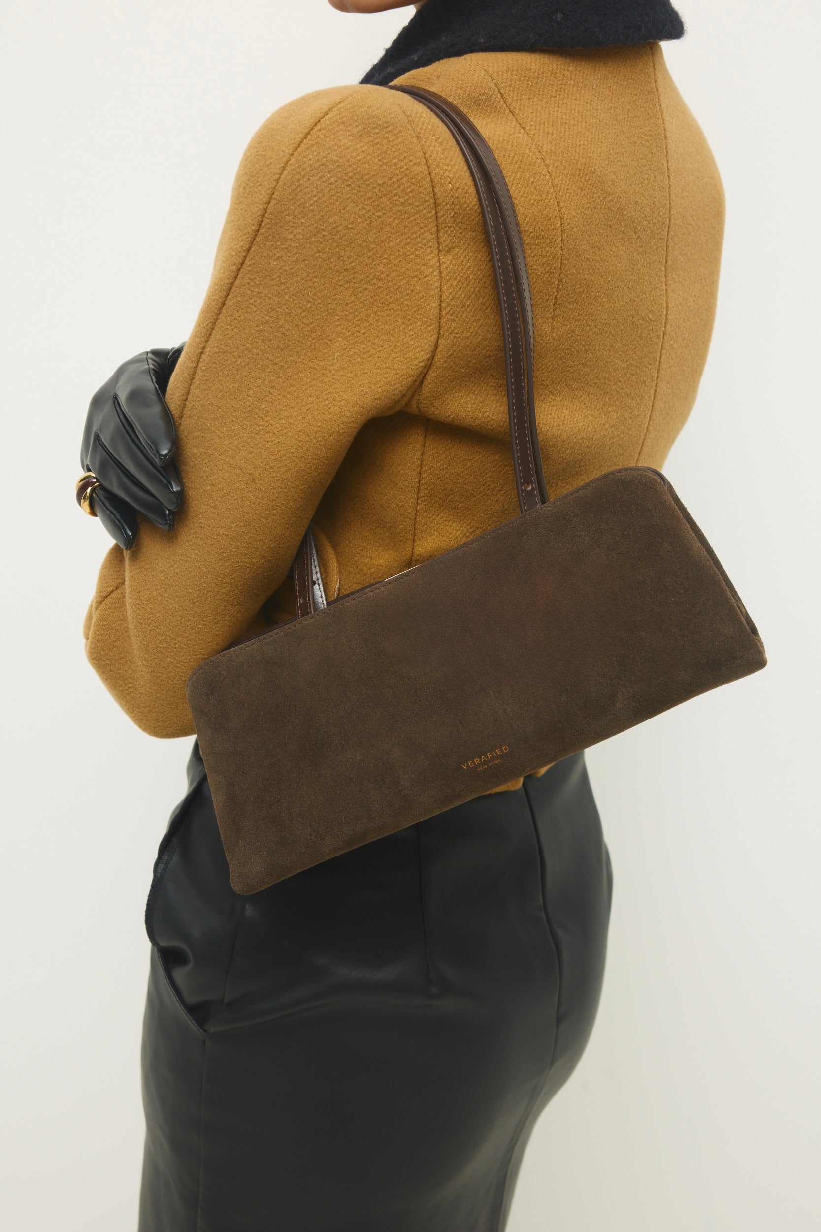 Espresso Suede Éclair Bag