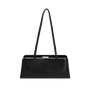 Silver Noir Éclair Clutch Shoulder Handbag with a strap on a white background