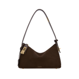 Gold Espresso Suede Hobo Shoulder Handbag 3