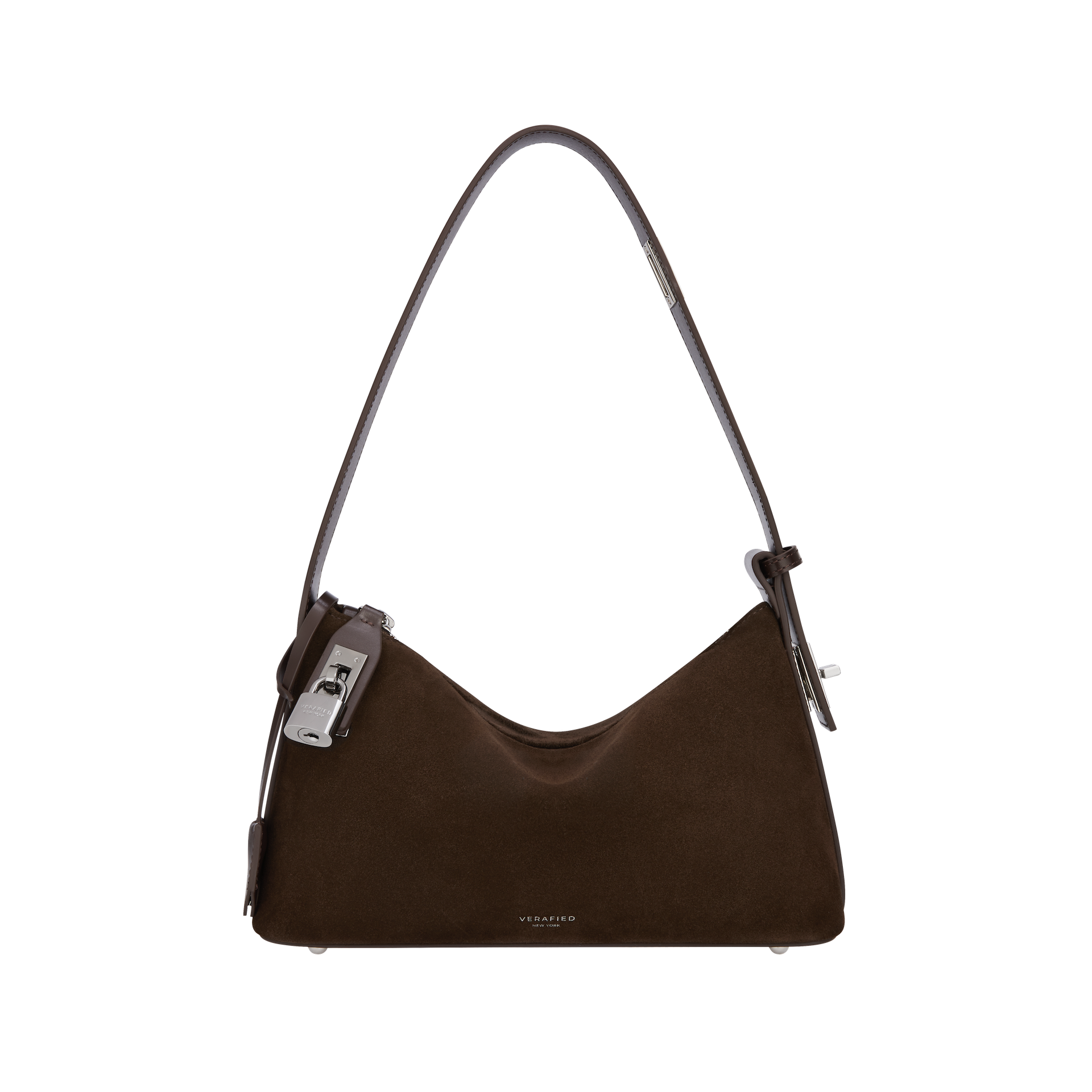 Silver Espresso Suede Hobo Bag