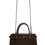 Espresso Suede Book Tote Bag 25 for Work with strips