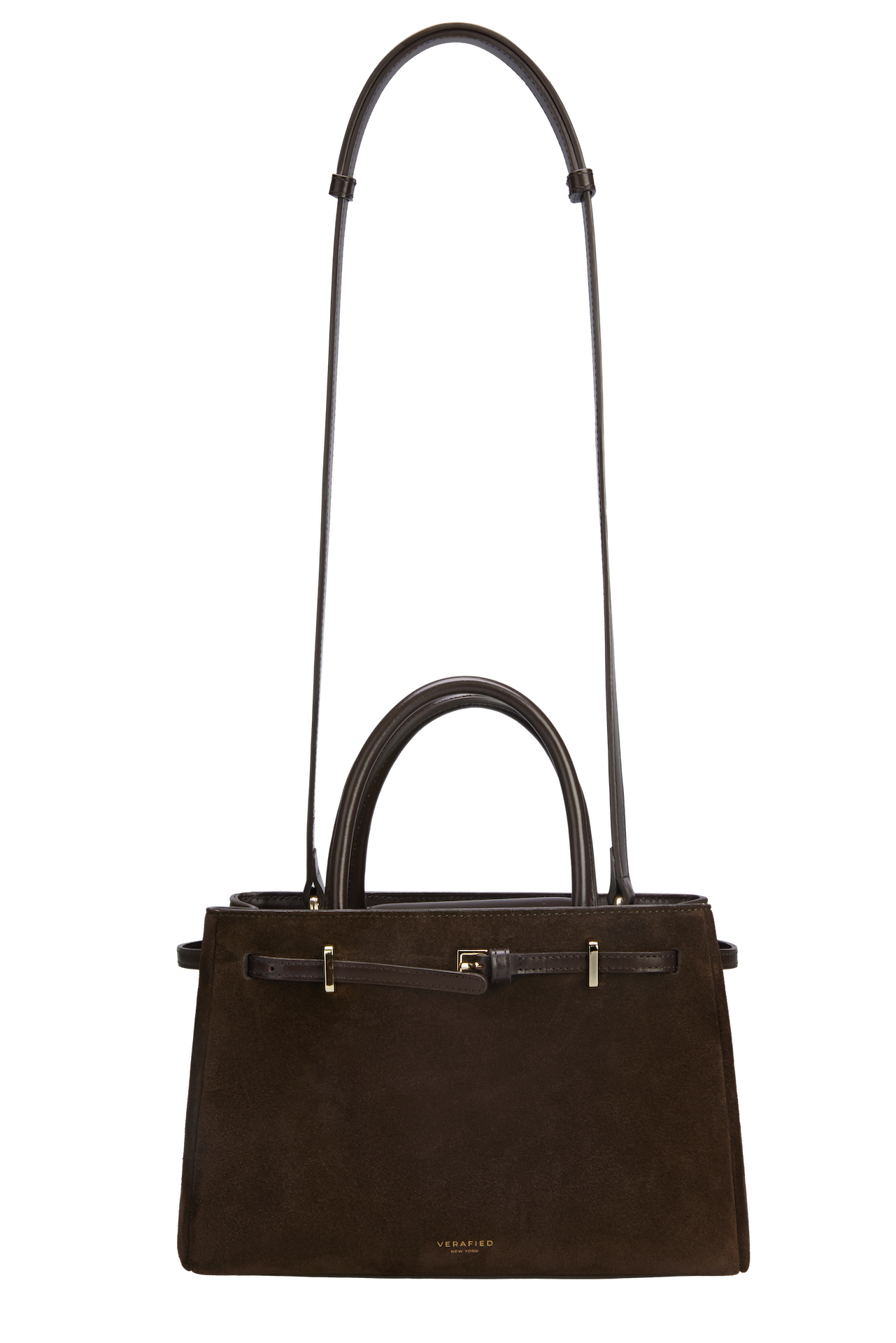 Espresso Suede Book Tote Bag 25 for Work with strips