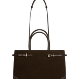Espresso Suede Book Tote Bag 33 for Work with strips