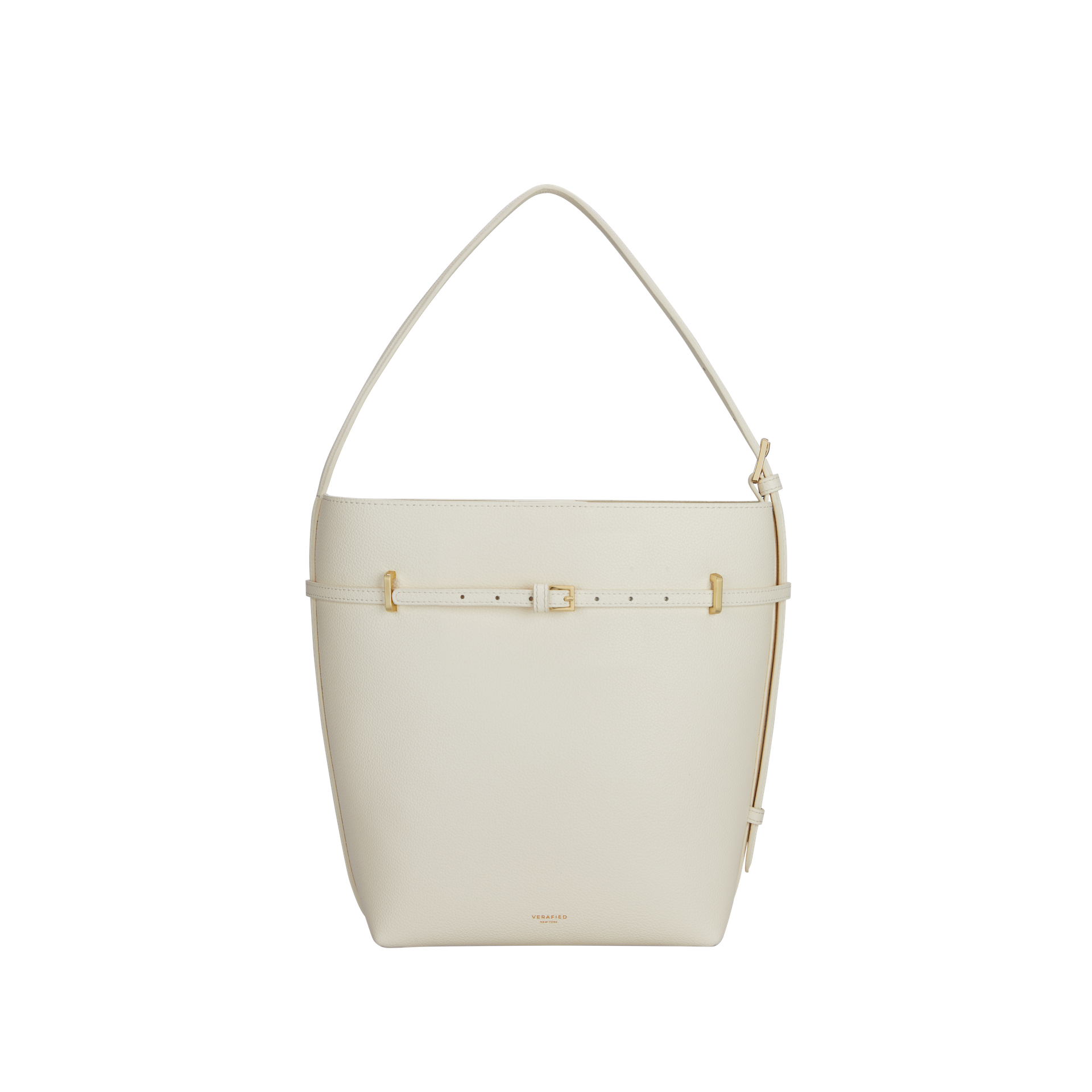 Small Ivory Belted Tote Bag