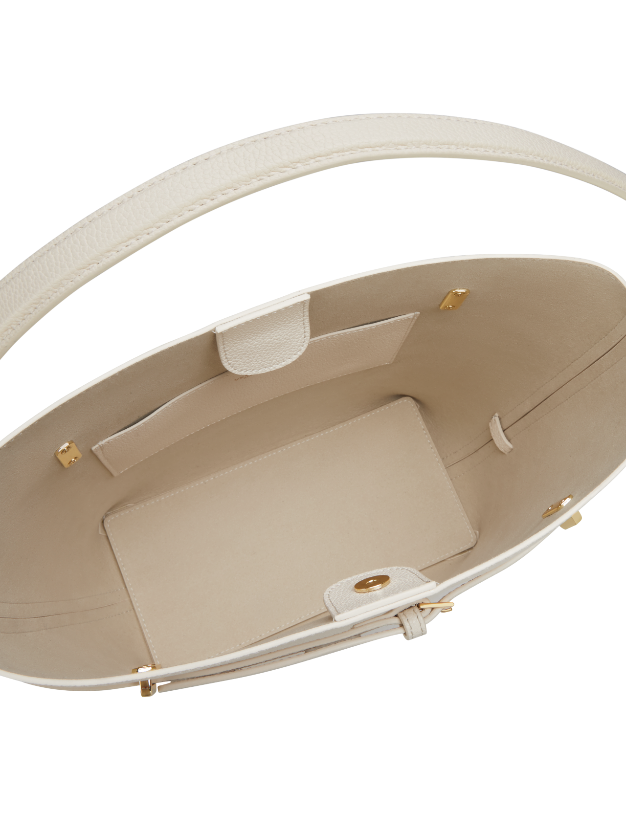 Small Ivory Belted Tote Shoulder Bag inside