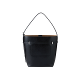 Black Belted Leather Tote Bag
