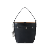 Black Belted Leather Tote Bag