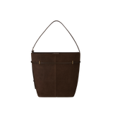 Espresso Suede Belted Tote Bag