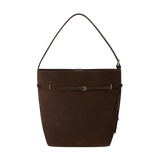 Espresso Suede Belted Tote Bag