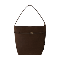 Espresso Suede Belted Tote Shoulder Bag 