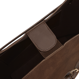 Espresso Suede Belted Tote Bag