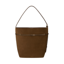 Toffee Suede Belted Tote Shoulder Bag  1