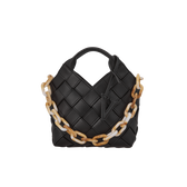 Black Woven Basket Shoulder Handbag - Verafied New York