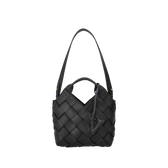 Black Woven Basket Shoulder Handbag - Verafied New York