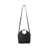 Black Woven Basket Shoulder Handbag - Verafied New York
