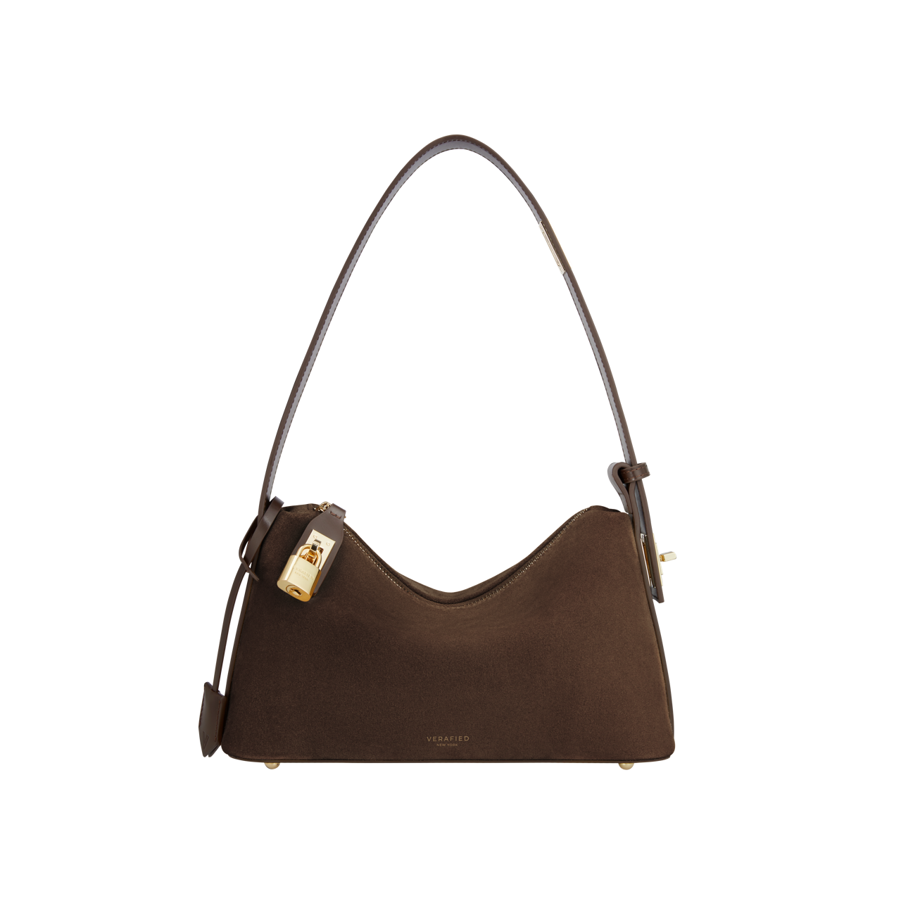 Gold Espresso Suede Hobo Bag