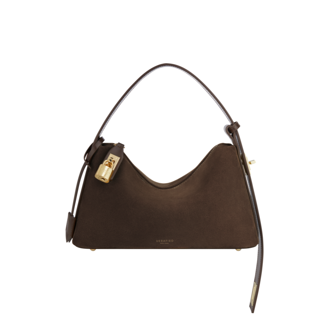 Gold Espresso Suede Hobo Bag