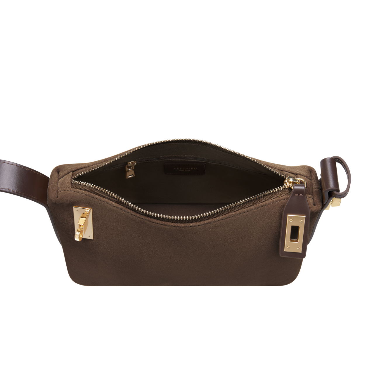 Gold Espresso Suede Hobo Bag