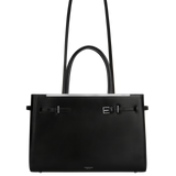 Noir Leather Book Tote Bag 33 for Work with two strips