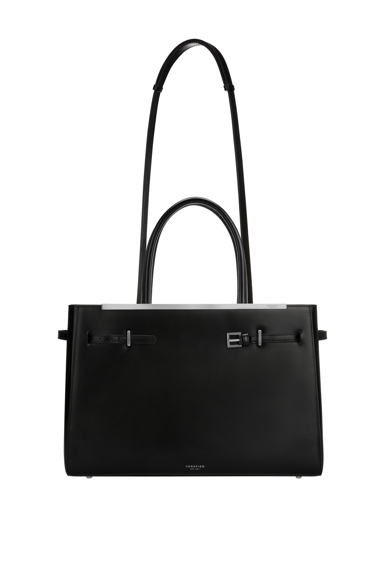 Noir Leather Book Tote Bag 33 for Work with two strips