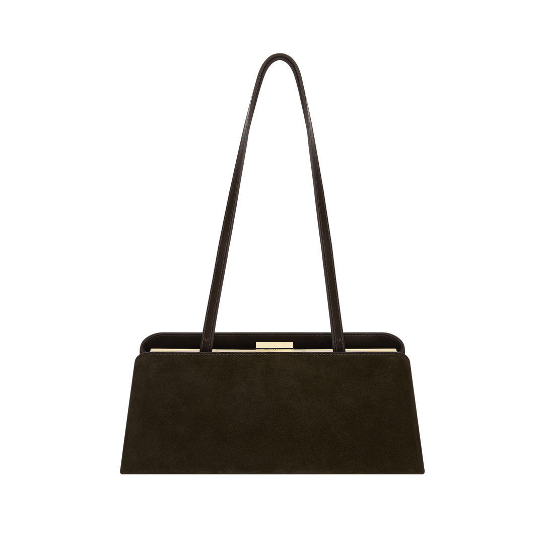 Verafied Python Eclair Espresso Suede Éclair Bag: Clutch Handbag - Verafied New York