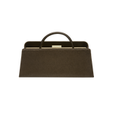 Olive Calf Hair Clutch Shoulder Handbag with a handle on a white background