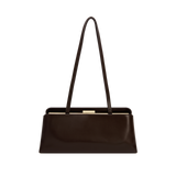 Chocolate Éclair Clutch Shoulder Handbag with a strap on a white background