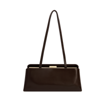Chocolate Éclair Clutch Shoulder Handbag with a strap on a white background
