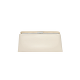 Silver Ivory Éclair Bag: White Clutch Handbag on a white background