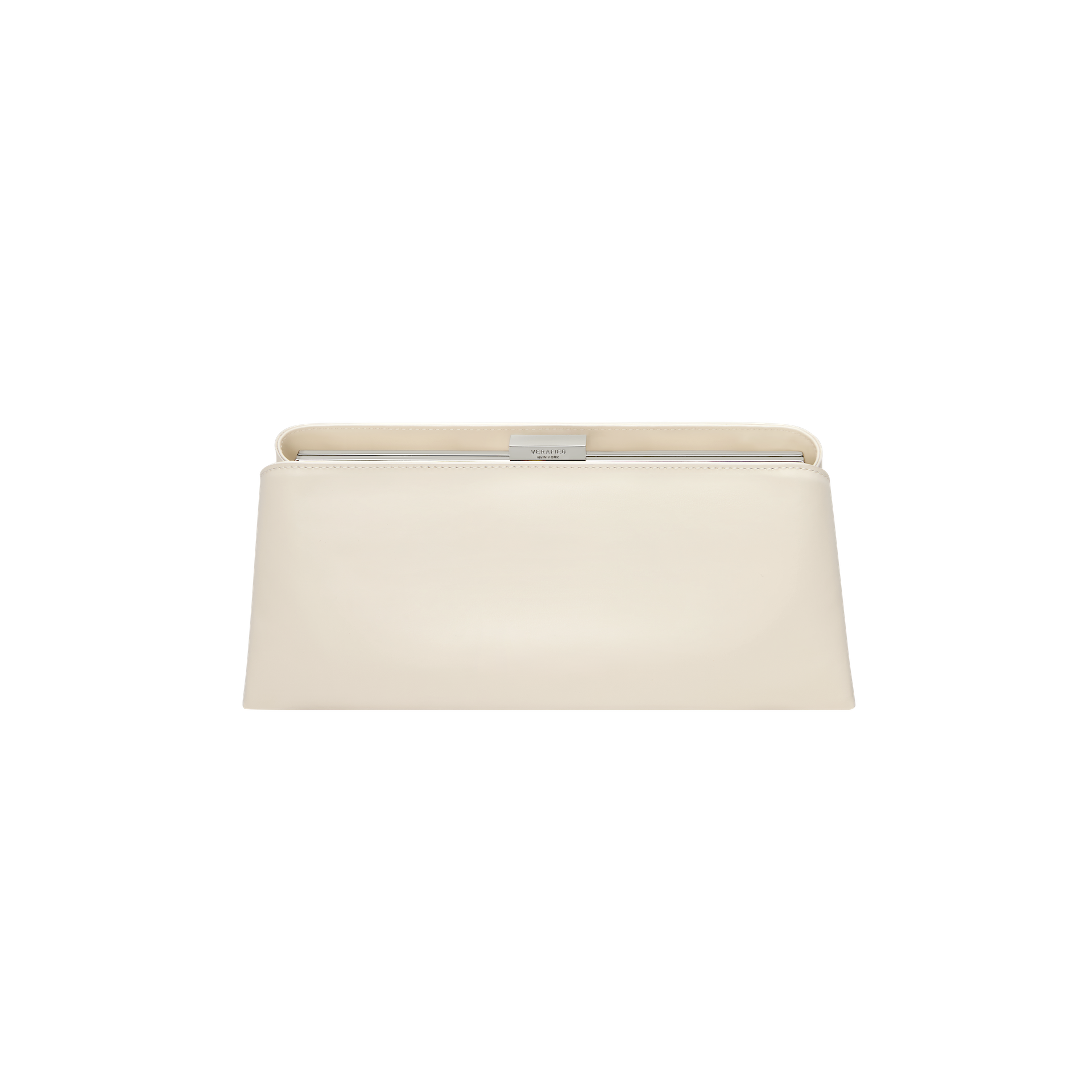 Silver Ivory Éclair Bag: White Clutch Handbag on a white background