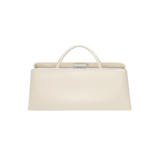 Silver Ivory Éclair Bag: White Clutch Handbag with a visible brand label on a white background