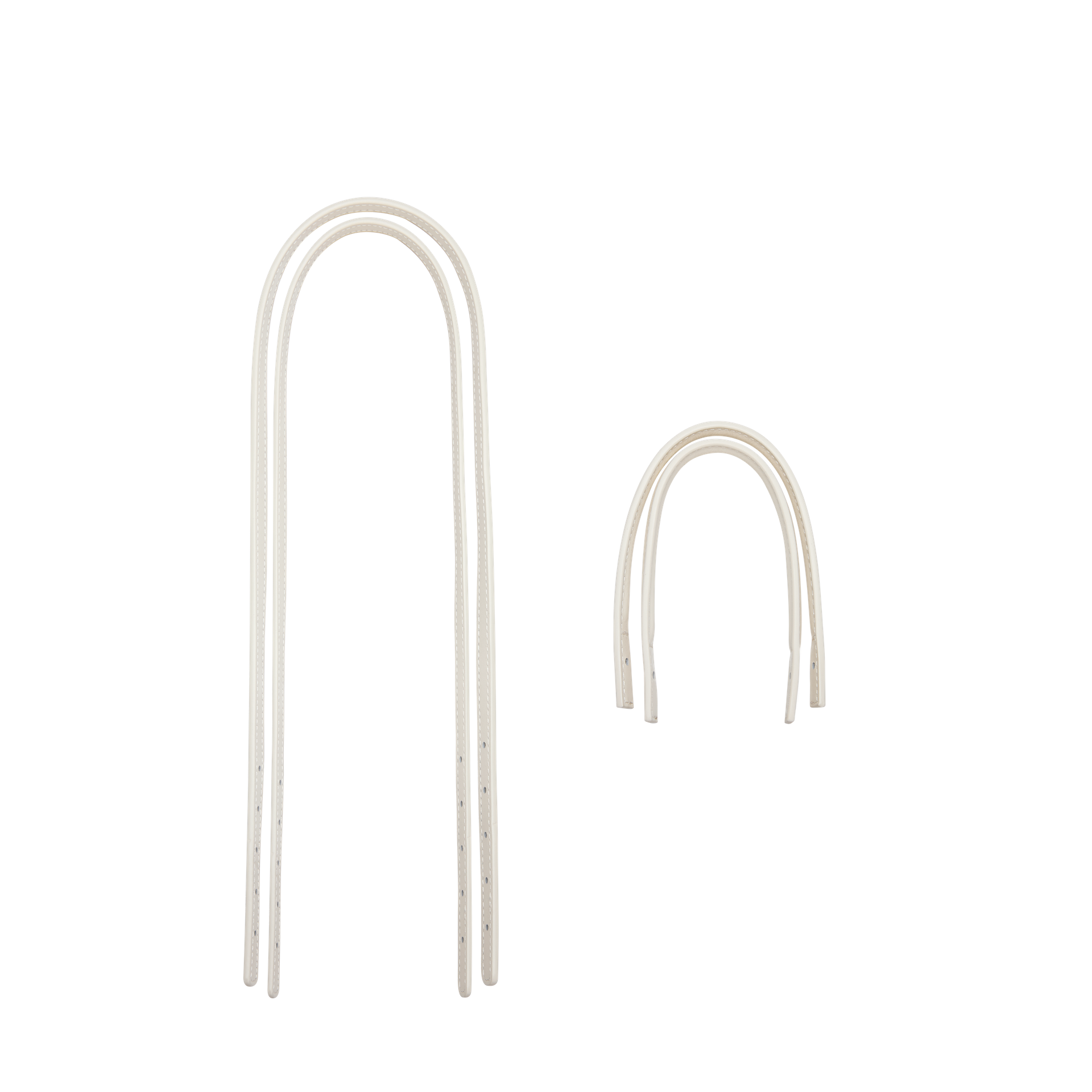Pair of white arch-shaped earrings on a white background
