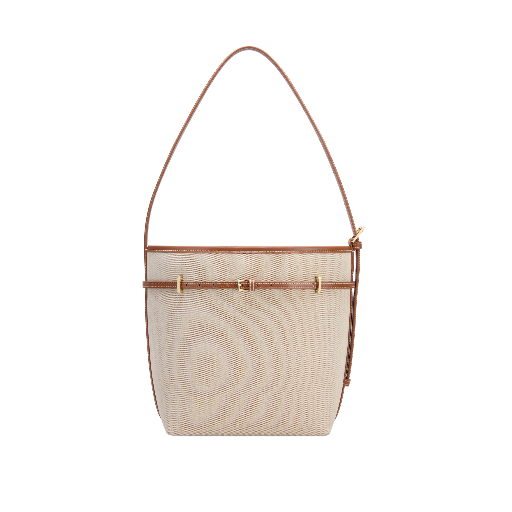 Small Caramel Canvas Belted Tote Bag