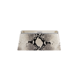 Python Éclair Clutch Shoulder Handbag  with snake print pattern on a white background