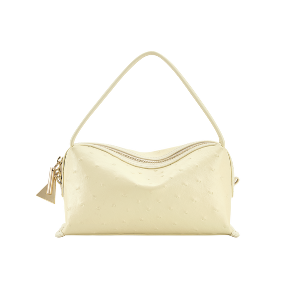 Butter Ostrich Café Mini Bag: Crossbody Handbag - Verafied New York