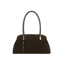 Medium Espresso Suede Club Shoulder Bag