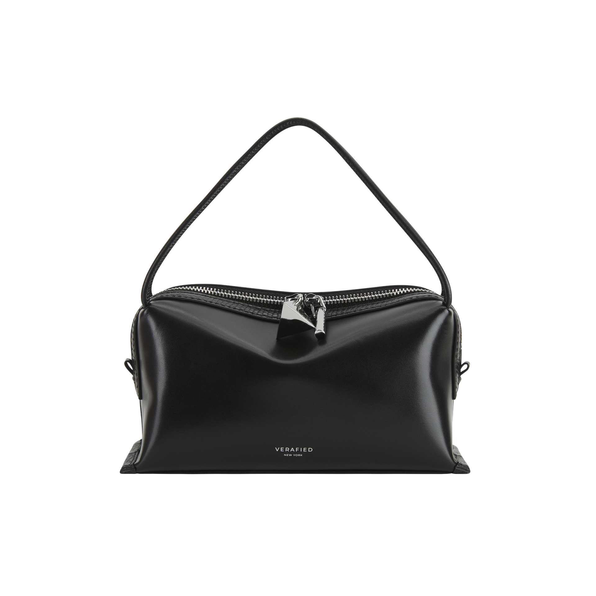 Verafied New York Black Lizard Café Mini Handbag with a visible brand logo on a white background